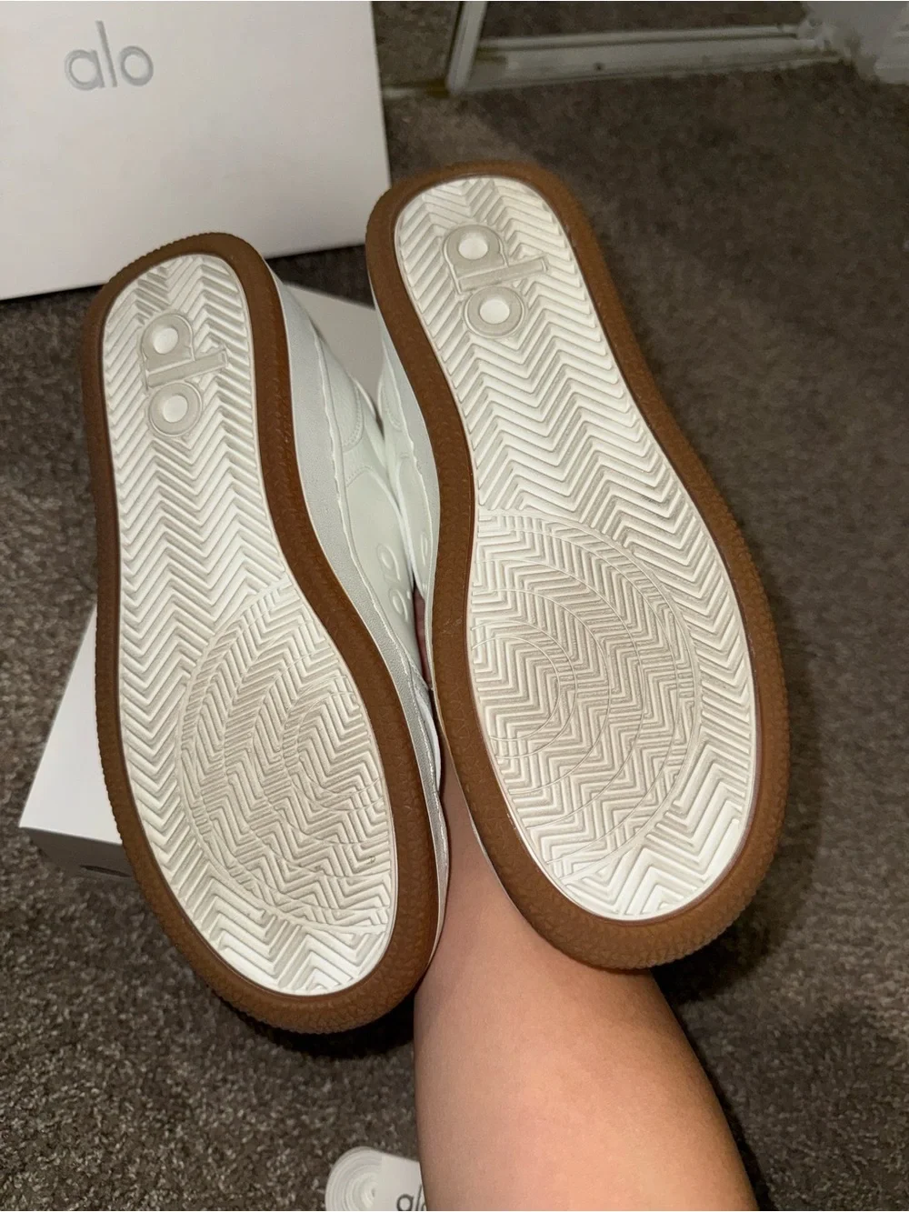 ALO Yoga Natural White Sneakers with Gum Sole